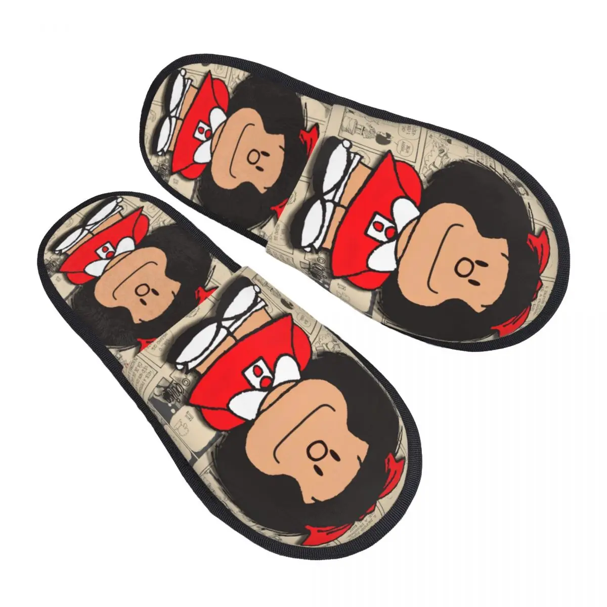 Custom Vintage Mafalda Manga Comfort Scuff Memory Foam Slippers Women Quino Comic Cartoon Bedroom House Shoes