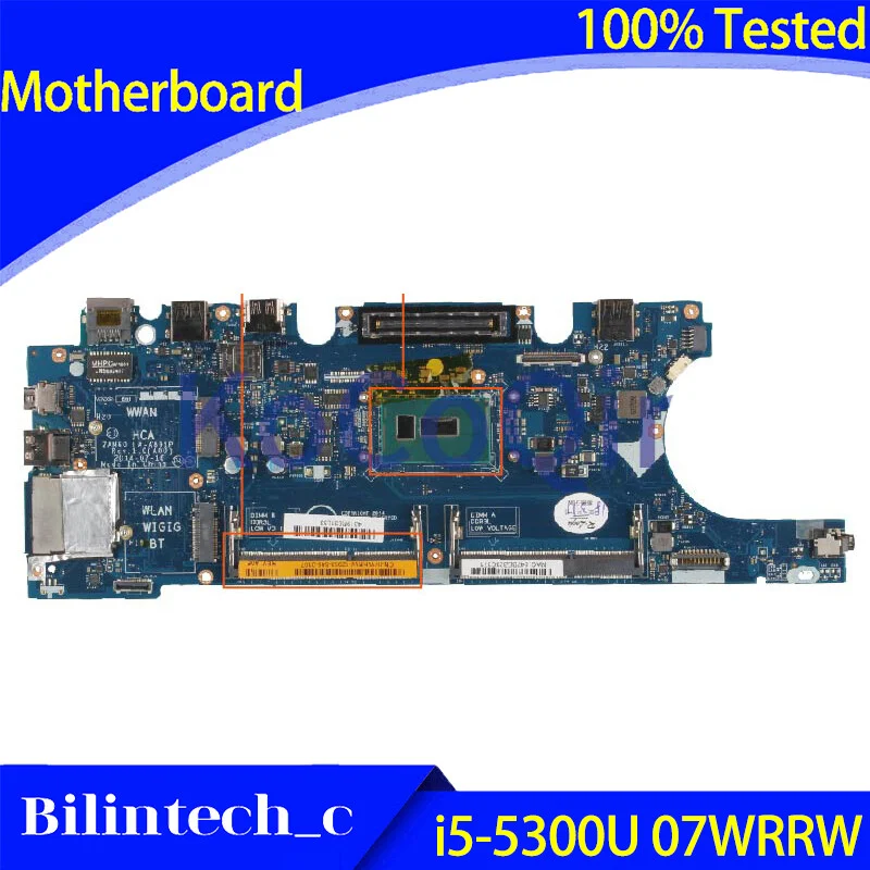 FOR DELL Latitude E5250 Motherboard Supports i5-5300U 7WRRW 07WRRW LA-A891P DDR3