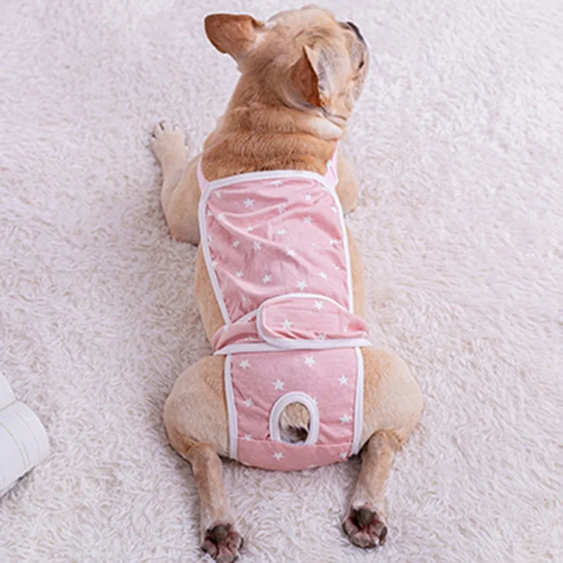 Dog Diaper Sanitary Pantie with Adjustable Suspender Washable Reusable Puppy Underwear Jumpsuit for Female Dogs Indoor Outdoor