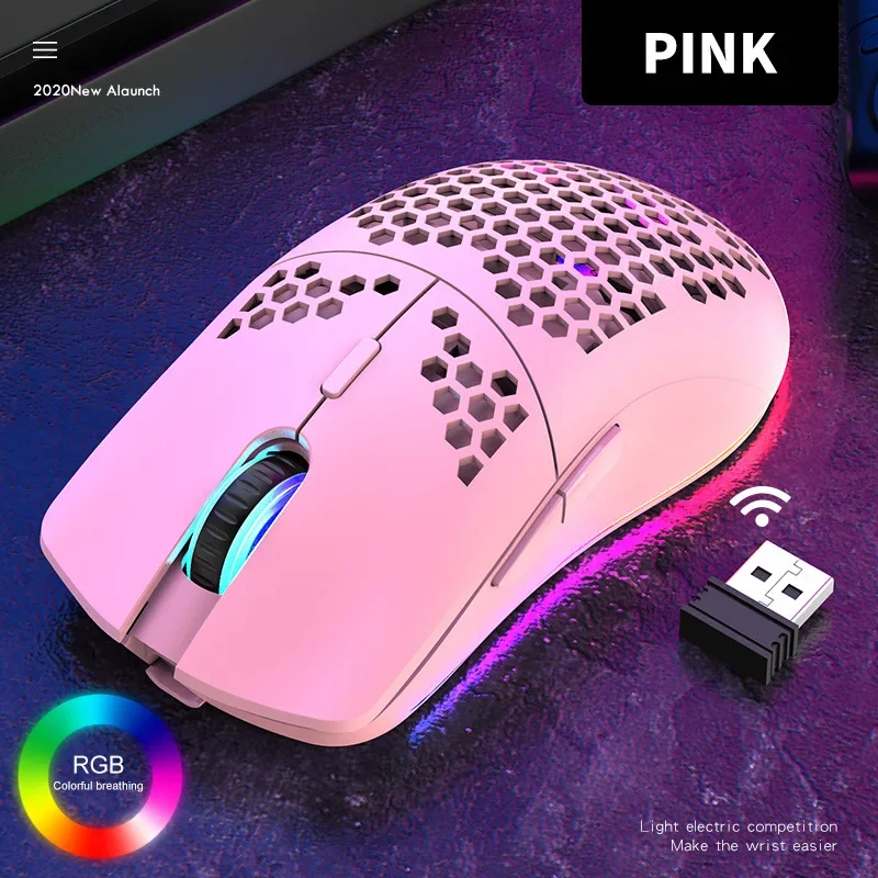 XUNFOX XYH80 Hollow Hole recarregável sem fio Mouse, RGB Light-Emitting, Computador, Escritório, Lightweight, Jogos de esportes eletrônicos, Acessórios