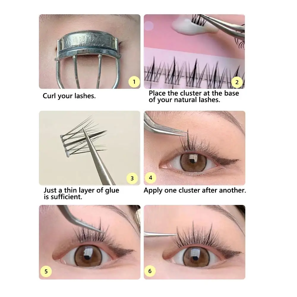 3d olho de gato natural cílios clusters fino c onda fino raposa olho lash extensão mangá diy extensões de chicote para extensões de cílios