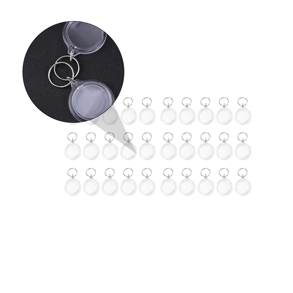 30Pcs Acrylic Photo Frame Keychains High Quality Fine Workmanship Delicate Creative Key Ring for Daily Use Gifting Decor