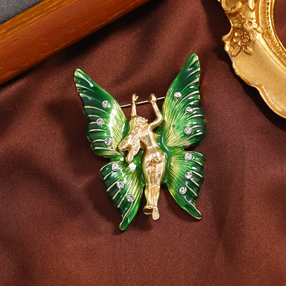 1 Baroque Luxury Openwork Cupid Butterfly Bee Design Brooch，Unisex, Suit & Coat Accessories, Party Favors，Refreshing Niche