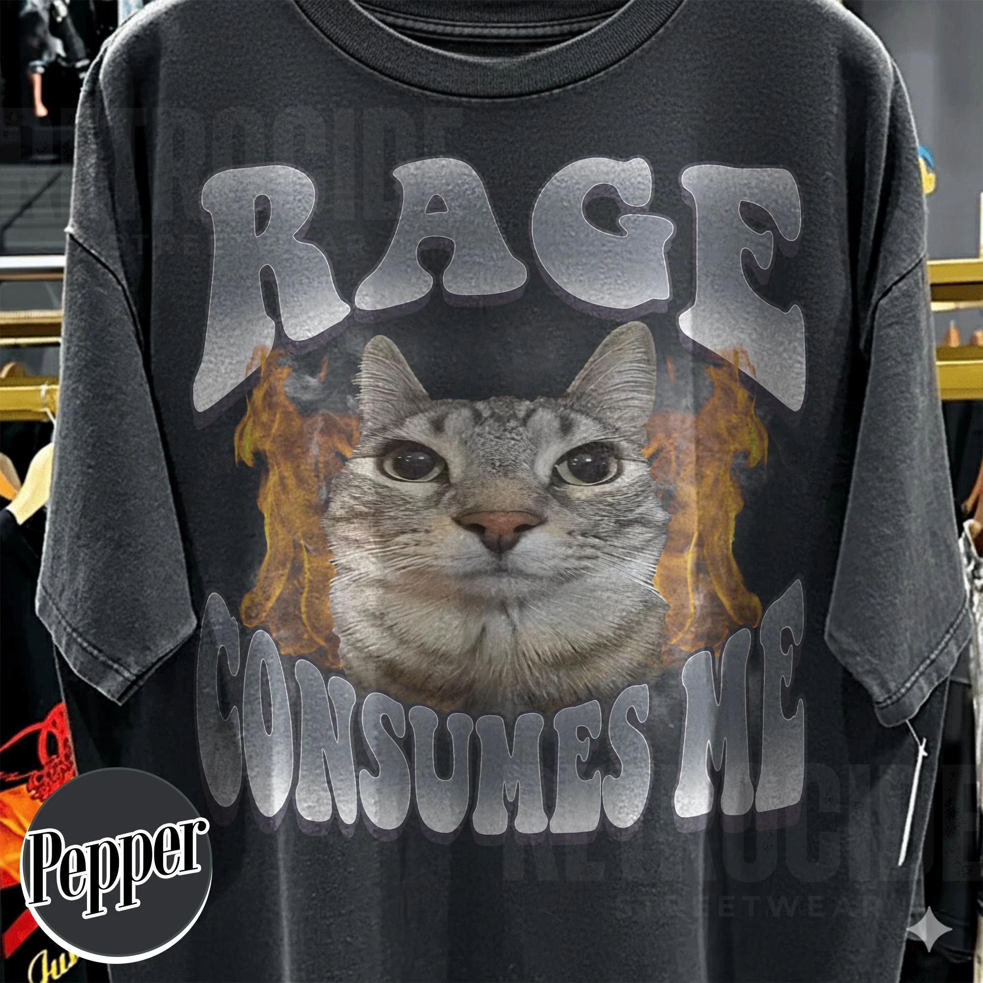 Rage Consumes Me Cat Shirt, Funny Cat Meme T-Shirt, Vintage Unhinged Cat Tee, Silly Cat Graphic Shirt, Weird Humor Unisex Shirt