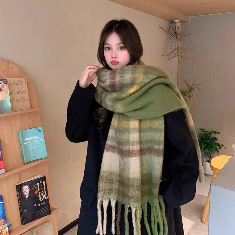 High Quality Luxury Scarf Women Autumn Winter Classic Solid Wraps Men Soft Warm Thermal Knit Muffler Female Double-sided shawl