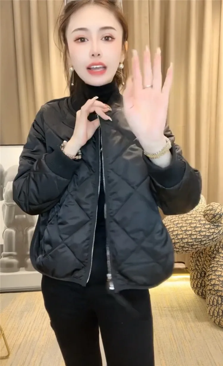 

Spring 2025 Faion Thin Cotton Jaet ort Sle Elegance Creative Match Precision Cotton Clothes Korean Version Long Sv...