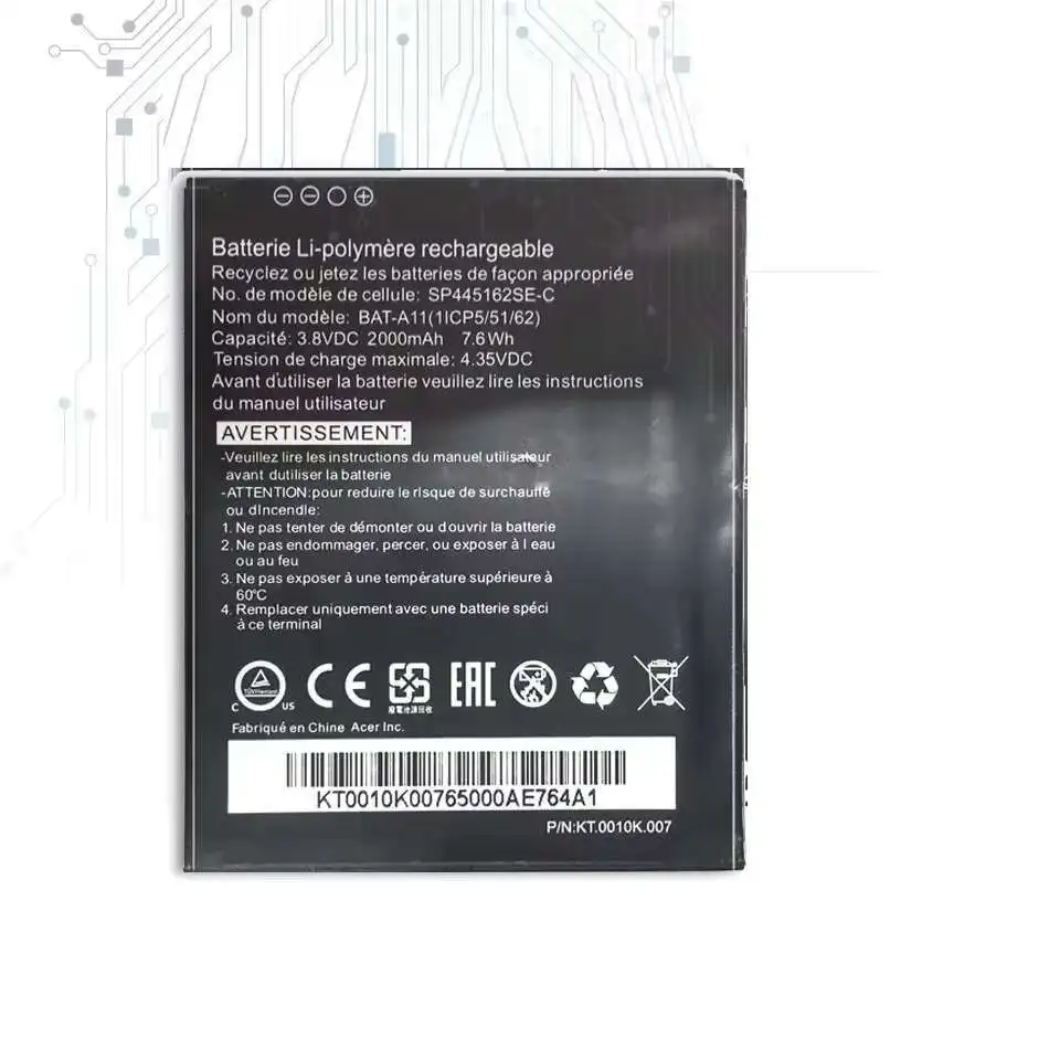 

For Acer Liquid Z410 T01 Z330 Bat A11 Long-Lasting Bat-A11 2000mAh Reliable Power Mobile Phone Battery