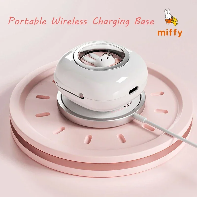 Miffy Wireless Bluetooth Earphones Cute Anime Cartoon Music Gift with Portable Charging Base Case Dopamine TWS HiFi Stereo