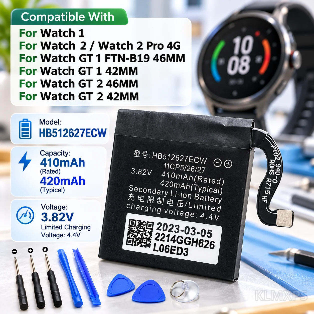 Replacement Battery For Huawei Watch 1 2 Pro 4G GT2 42mm 46mm HB532729ECW HB512627ECW HB302527ECW HB472023ECW HB442528ECW