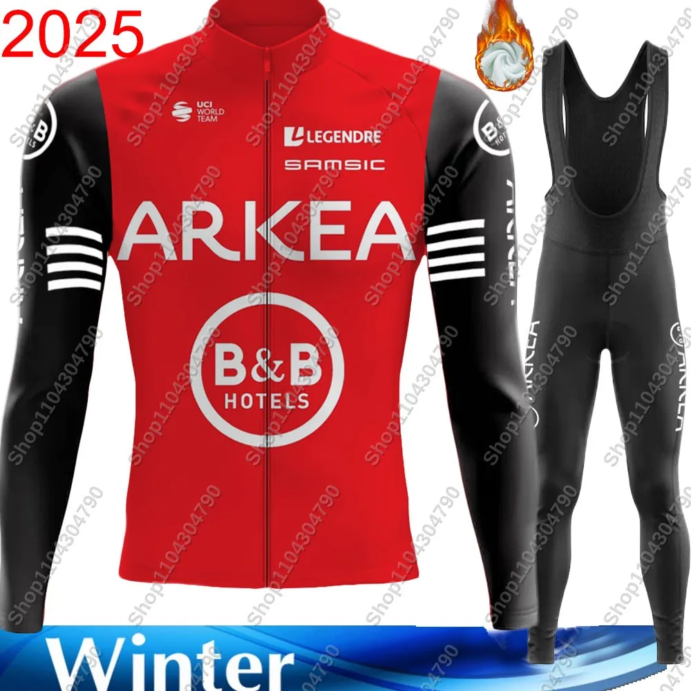 2025 ARKEA B&B HOTELS Team Cycling Jersey Set Winter Long Sleeve Clothing Suit Mens MTB Bike Road Pants Bib Wear MTB Maillot