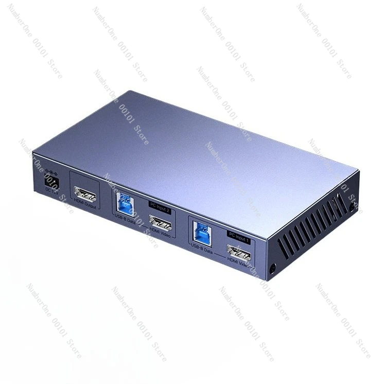 Dual hosts share one monitor with multiple usb sharing synchronous distribution screen splitter