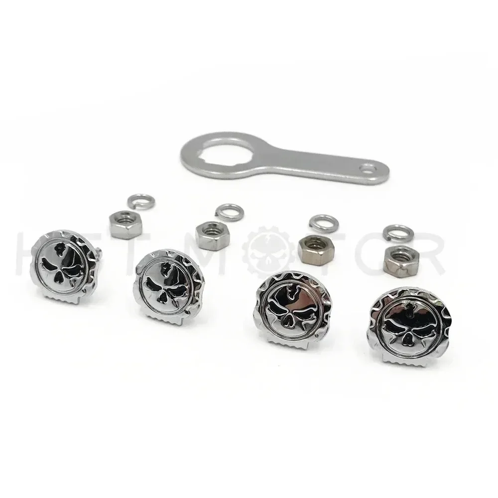 Universal Motorcycle Gear Skull License Plate Mount Hardware Wrench Lockwasher Nut 1/4