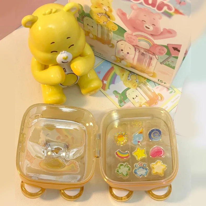 MINISO-Care Bears Happy Tour Series Blind Box, Bonito, Infantil, Modelo, Periférico Anime, Presente de Aniversário, Kawaii Girl Toys, Decoração