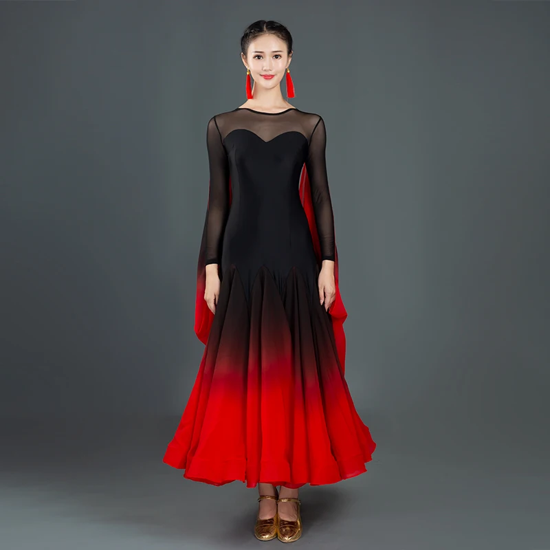 New Sexy Modern Dance Dress National Standard Women Ballroom Dance Dresses Top Grade Red Waltz Performance Costumes