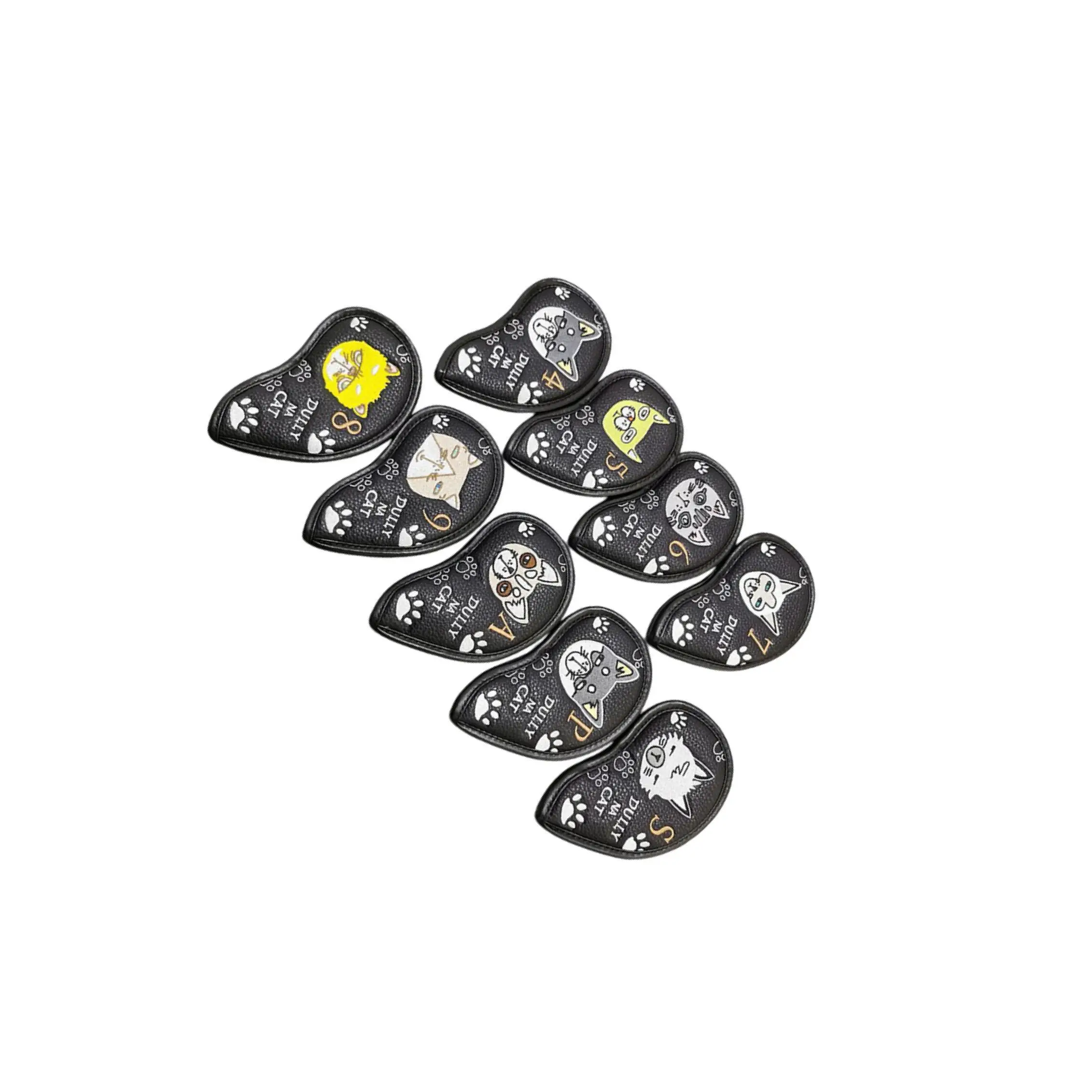 

9 шт. чехлы на голову для гольф-клуба, набор железных чехлов для гольфа для фестивалей, парков, тренировок, черный