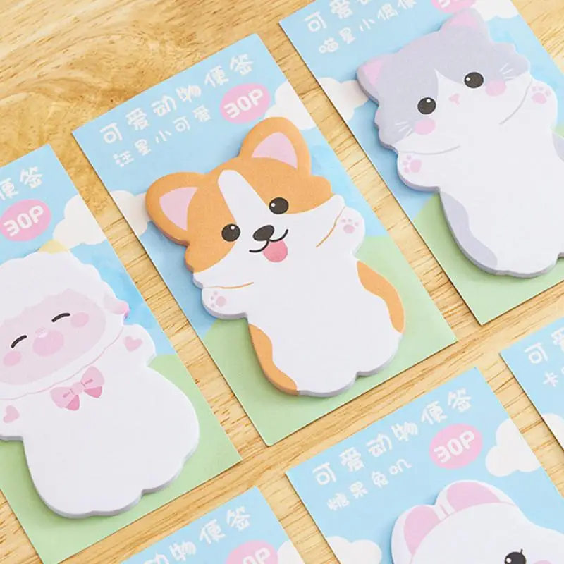 30 Sheets Lovely Animal Rabbit Bear Dog Sticky Notes Memo Pad Paper School Supplies Planner Stickers Stationery