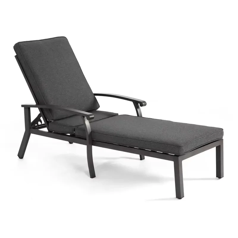 Waterproof Outdoor Lounge Chair Single Sunbed for Poolside Beach Garden Furniture Durable Upholstered Recliner Patio Decor