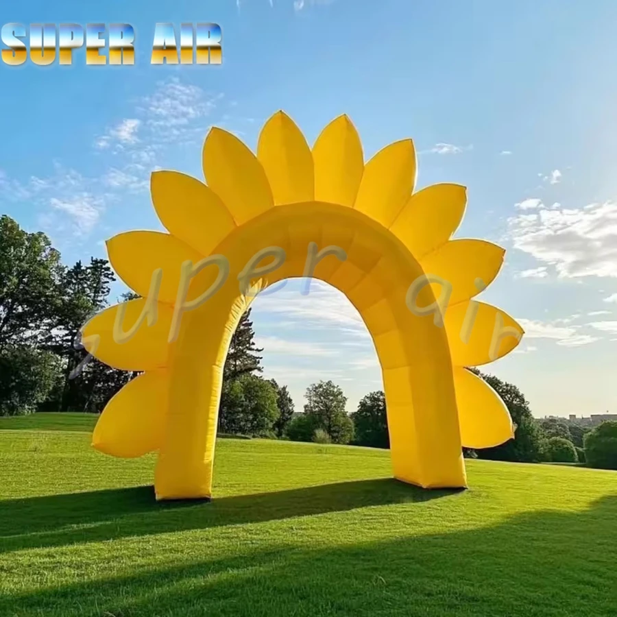 Beautiful outdoor inflatable sunflower/flower petal arch air blow creative entrance archway wedding event