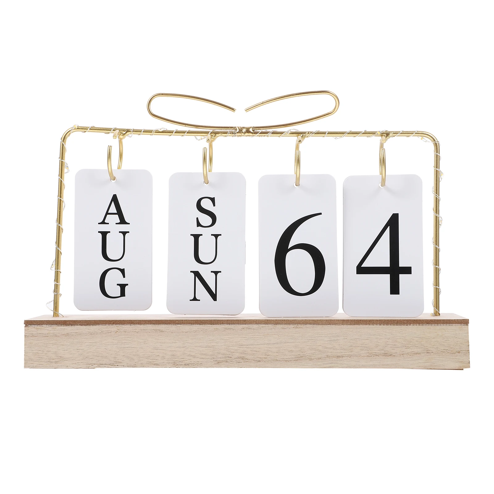 

Desktop Calendar with Light Small Iron Flip Unique Decorative Wooden Calendars Stylish Practical Office Accessory Time