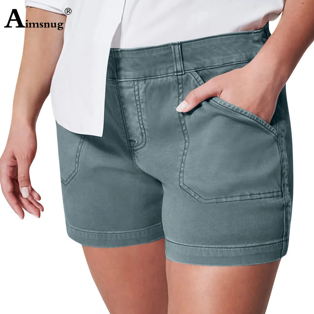 

Aimsnug 2023 Women High Cut Shorts Large Big 5xl Female Vintage Basic Shorts America Europe Fashion Zipper Pocket Short Pants