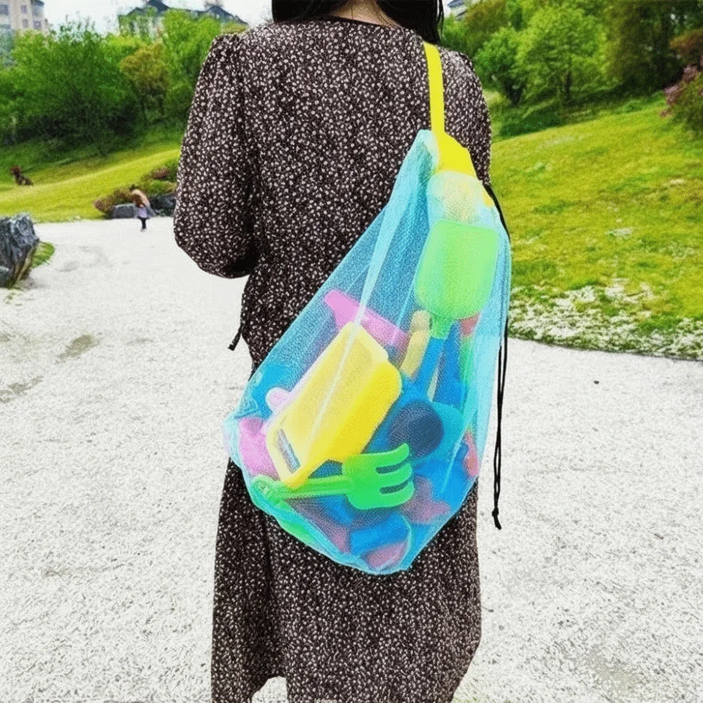 Portable Mesh Beach Bag Quick Dry Large Capacity Swim Storage Bag Foldable Breathable Beach Tote Bag Beach Activities