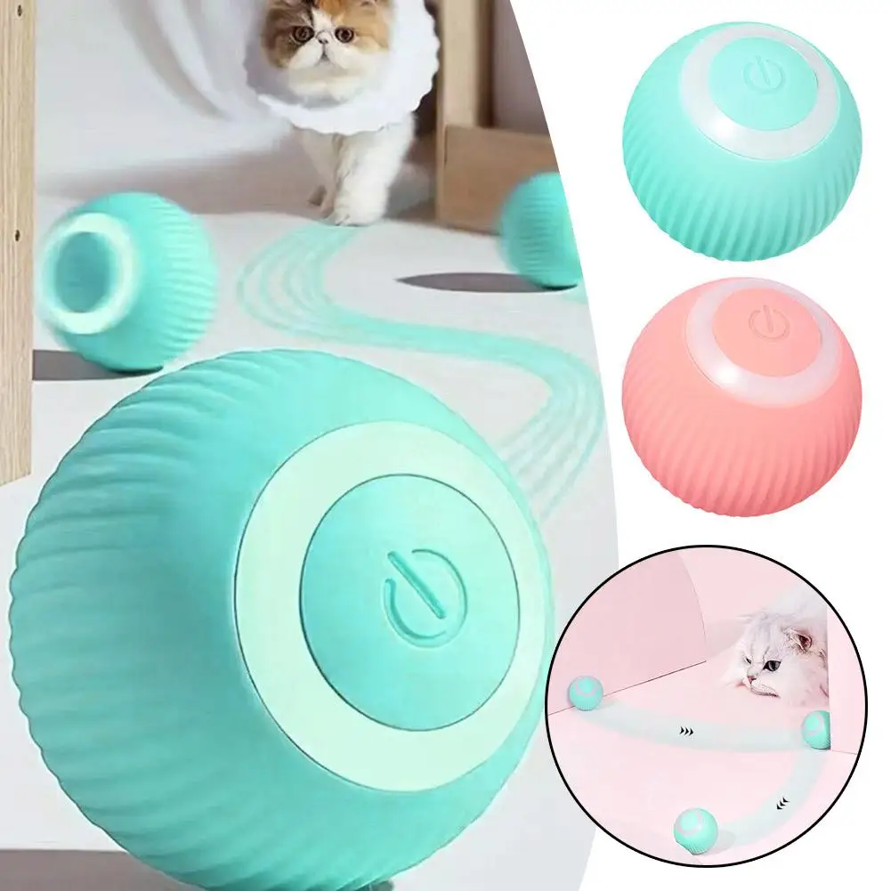 

High Quality Smart Cat Toys Automatic Rolling Ball Anti-Fall Silicone Interactive Rotating Shine Pet Dog Anti-Bite Electric Q1F4