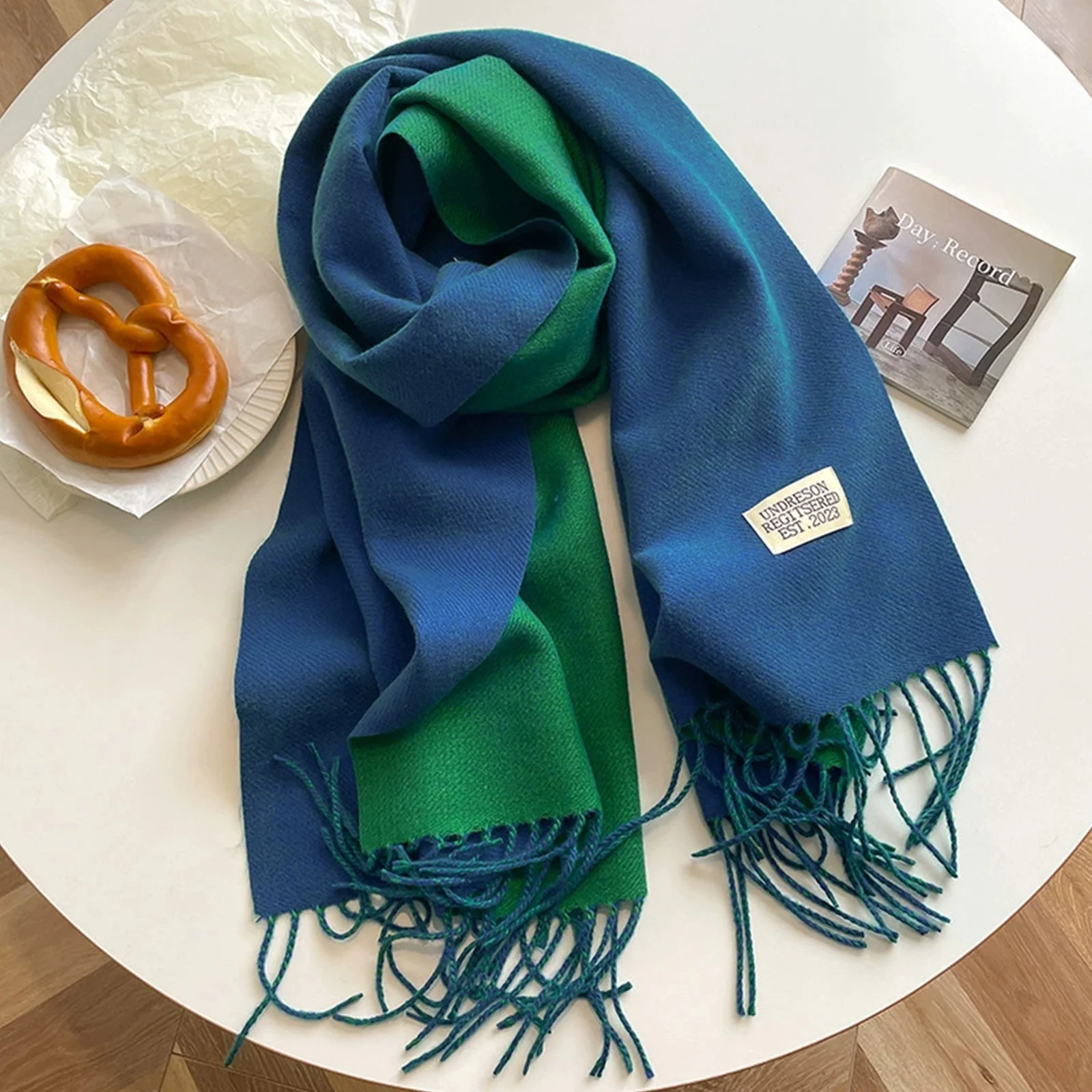 Female Cashmere Warm Bandana Winter 200X70CM Fringe Large Scarf Luxury Brand Autumn Thick Shawls Fashion Two-Sided Wrap Scarves