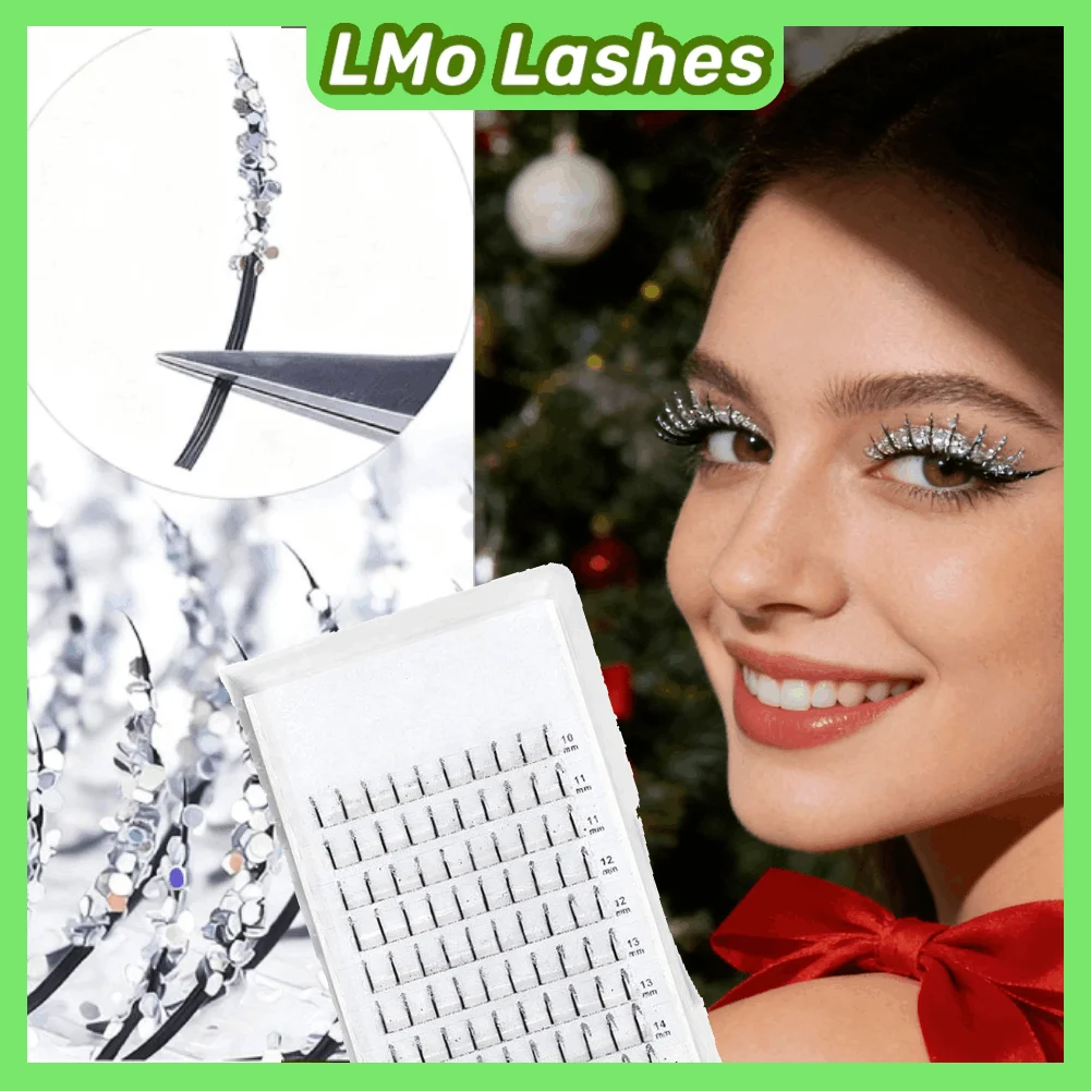 シルバーグリッターラッシュ 超光沢カラーつけまつげエクステ卸売プレミアムコスプレクリスマスパーティー スパークルラッシュ
