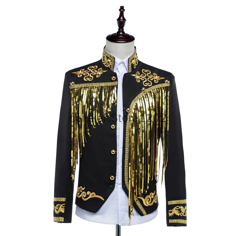 Men\'s Palace Prince Cosplay Costume European Sequin Embroidered Jacket Spanish Tassel Stage Drama Performance Costume