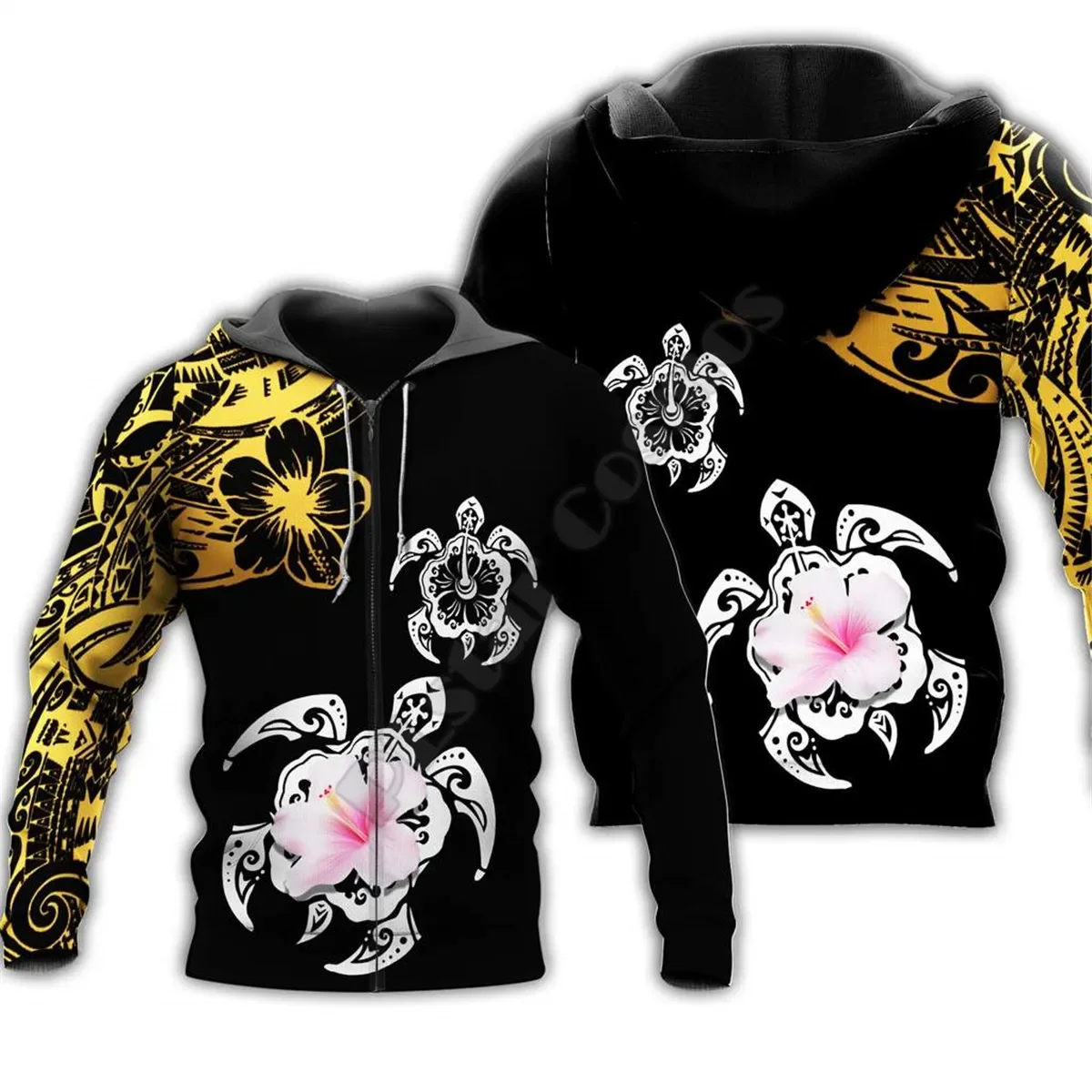 Amazing Polynesian Sea Turtle Tattoo&Hibiscus 3D printed Hoodies sweatshirts Men Women Fashion Hooded streetwear Pullover