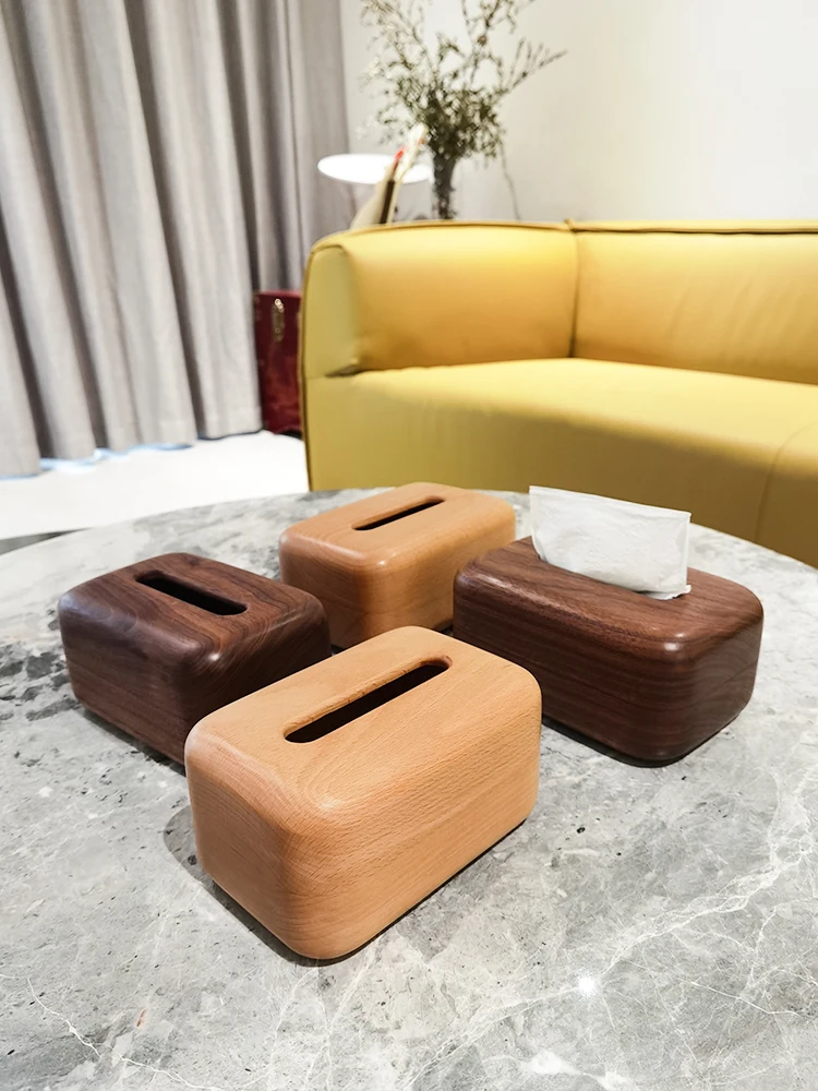 

Simplicity Natural Solid Wood Tissue Box Beech Black Walnut Living Room Dining Table Storage Paper Box Kitchen Household Items