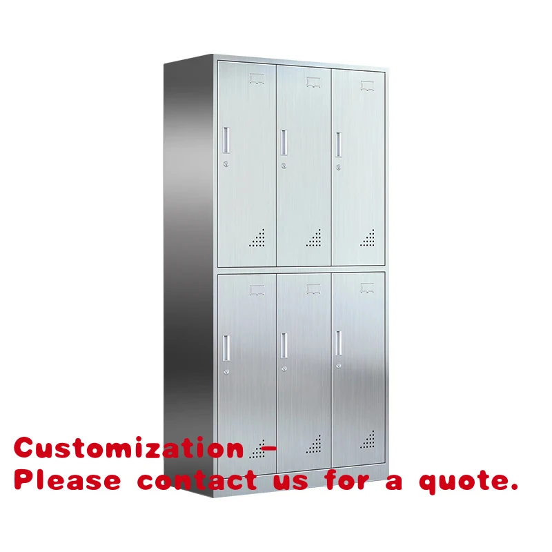 Customize.6-Door Stainless Steel Commercial Furniture Storage Cabinet Wardrobe Closet with Lock  Office Space Storage Locker