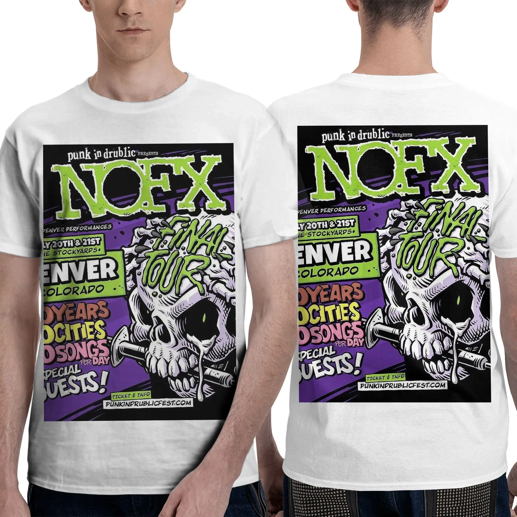 100% Cotton Nofx Band Final Tour Skull T-Shirt Men's Double Sided T Shirt Men O-Neck Summer Shirts Tops S-6XL