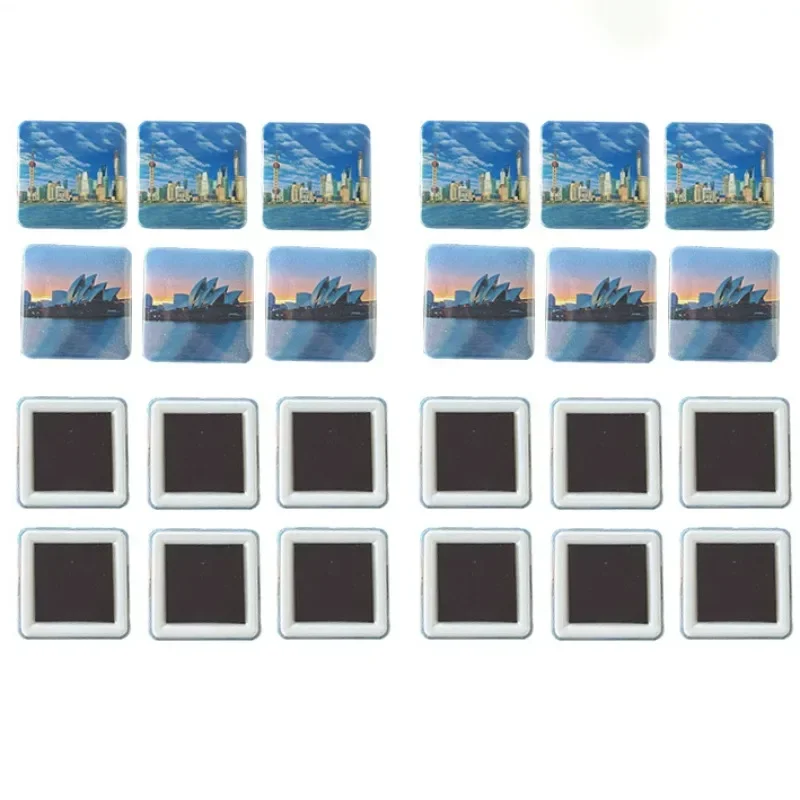 50MM Square Fridge Magnets Material Badge Refrigerator Magnet Landscape Accessory Art Originality Decoration Home Furnishing