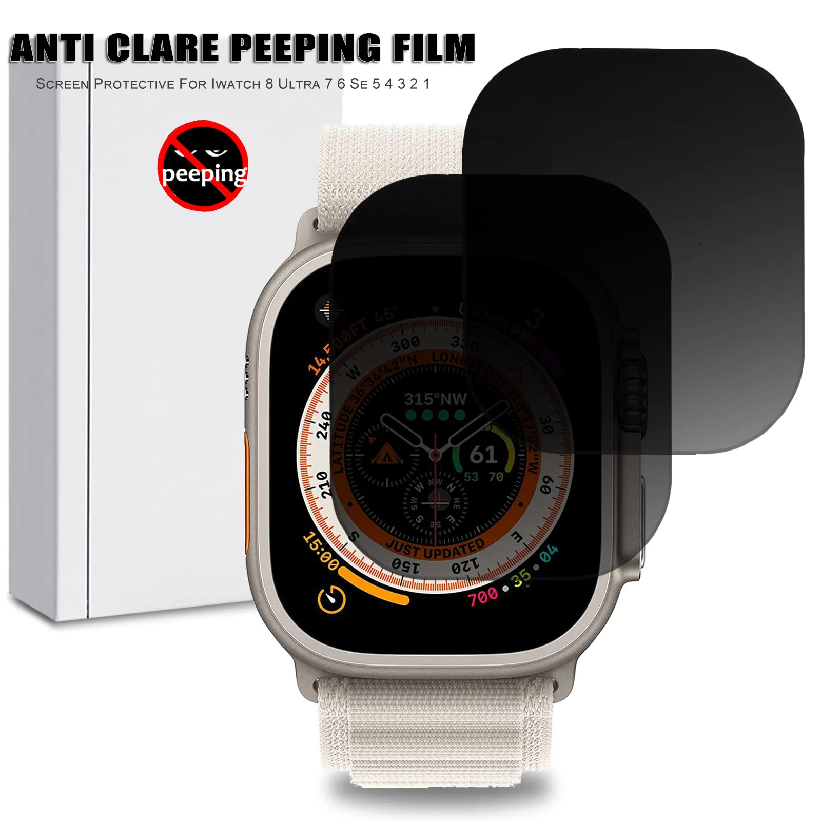 Anti Glare Peeping Screen Protetive Film Glass for Apple Watch Ultra 49mm 45mm 41mm HD Iwatch Series 8 7 6 SE 5 4 38 40mm 44mm