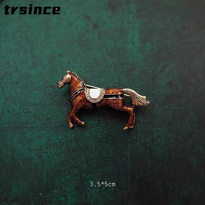 Medieval Vintage Baroque Enamel Galloping Horse Brooch Animal Zodiac Pin Accessories Unisex Coat Suit Clothes Corsage Gifts