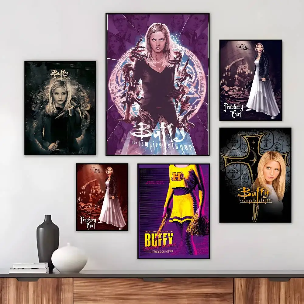 B-BuffyS T-the Vampire Slayer Poster Art canvas HD aesthetic Printing Paper Wall Art for Living Room Bar fashion Home Decor