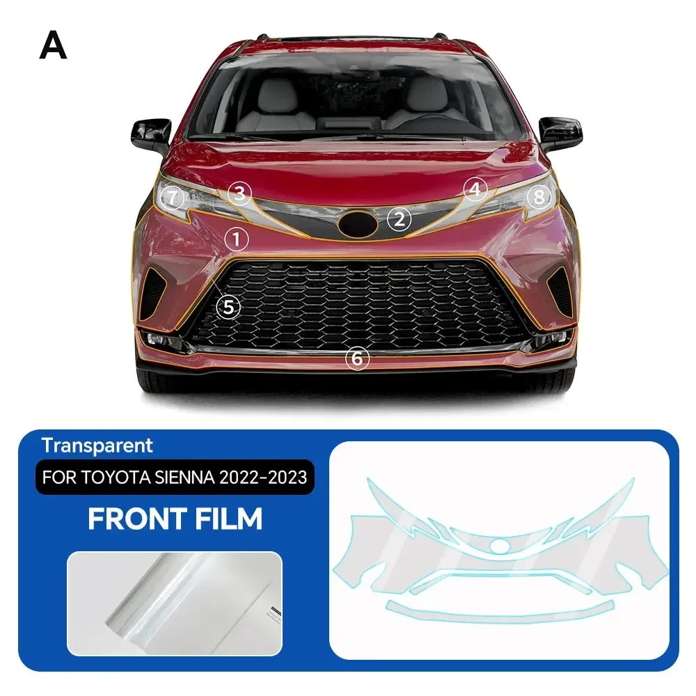 PPF for Toyota Sienna 2022 2023 Paint Protection Film Anti-Scratch Film Transpare Headlight Rearview Mirror Protective Film
