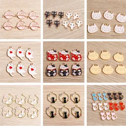 10pcs/lot Cartoon Enamel Animal Cat Charms for Jewelry Making Women Drop Earrings Pendants Necklaces DIY Keychain Crafts Supply