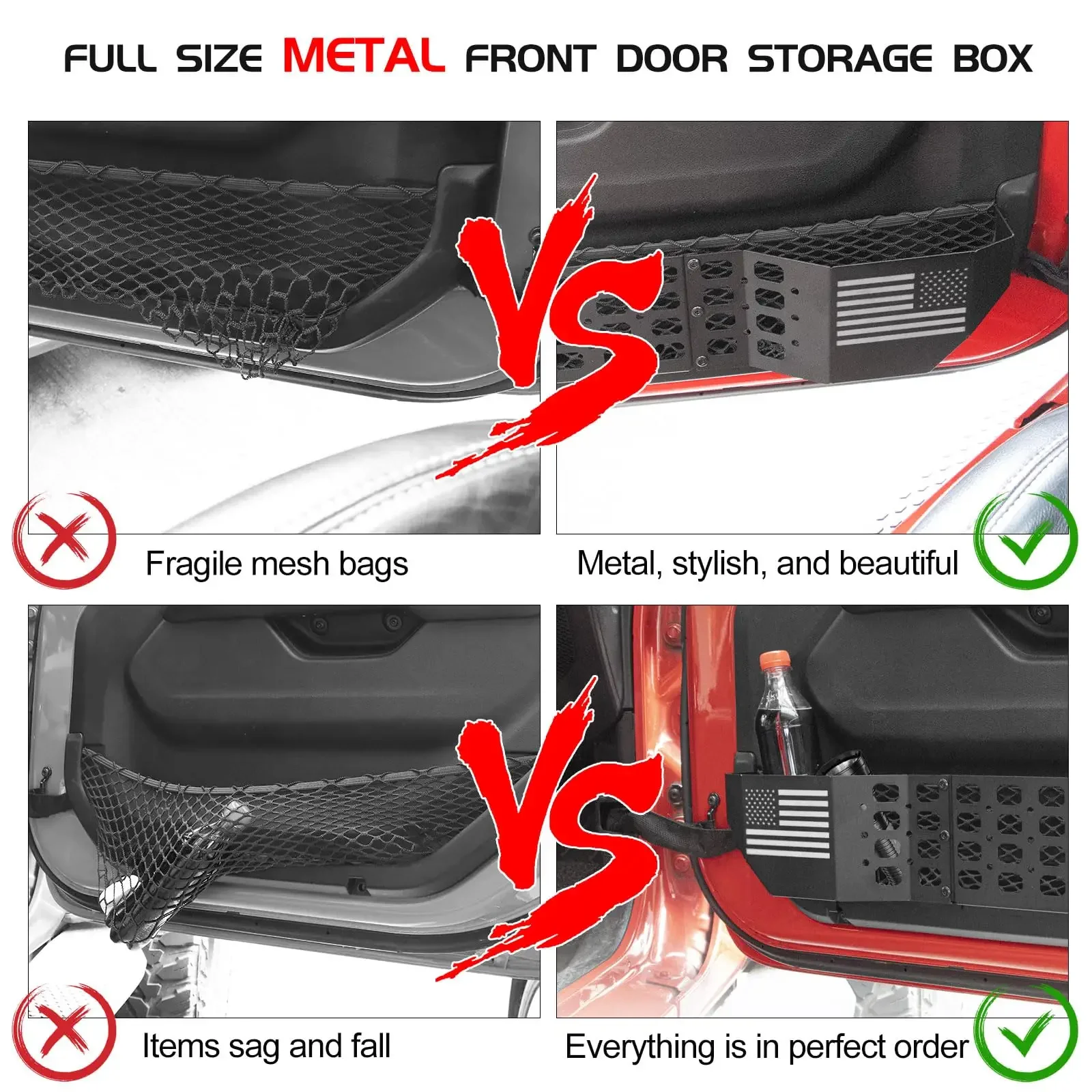 Front Door Pocket Storage Box for Jeep Wrangler JL JLU 4XE 18-23   Gladiator JT 20-23 Accessories Door Storage Organizer