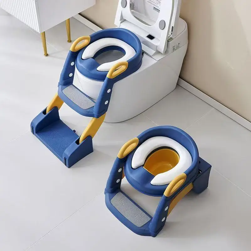 Children's Toilet Seat Ladder Chair Foldable Baby Toilet Seat Frame Cover Seat Cushion Ring Staircase Style Height Adjustable by