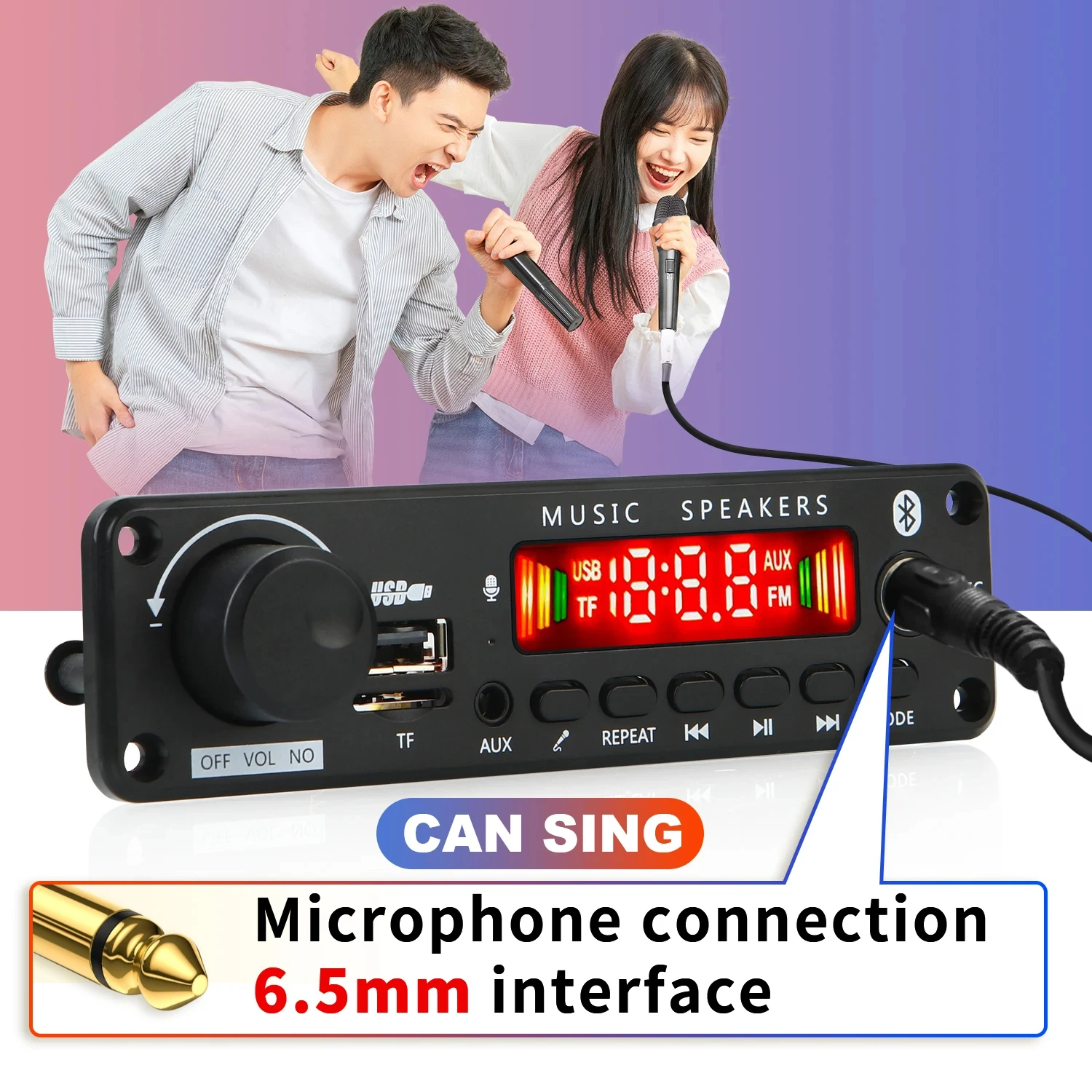 50W Amplifier Bluetooth MP3 WMA APE Decoder Board DC 12V 25W Handsfree Car Audio Microphone USB TF FM Radio DIY Mp3 Music Player