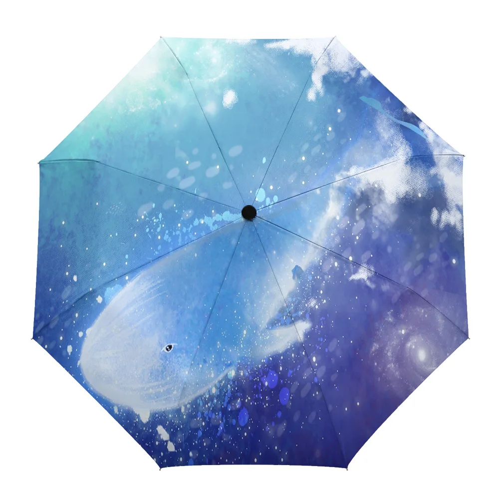 

Whale Dream Deep Sea Starry Sky Creative Umbrella Rain Women Non Automatic Three Folding Umbrellas Windproof Parasol Parapluie