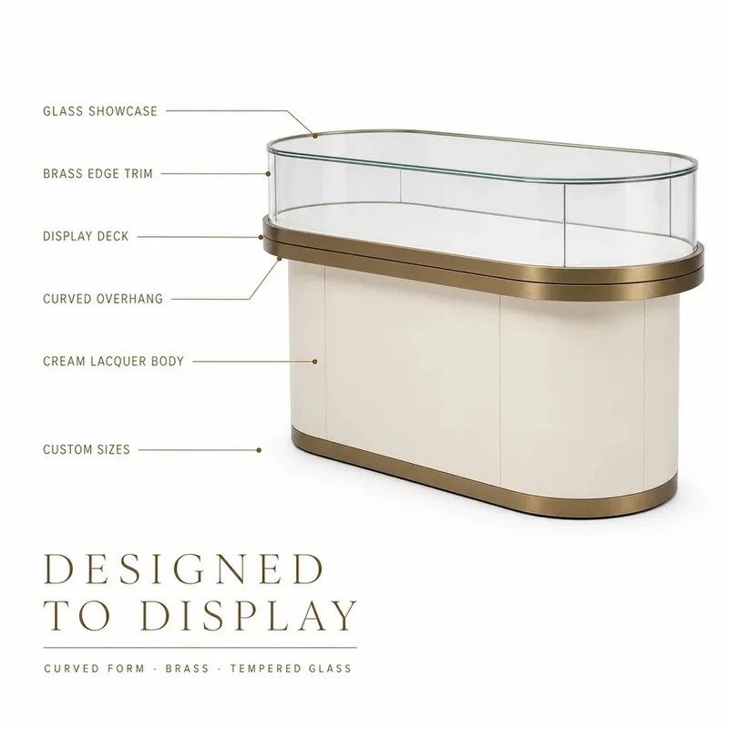 custom.Custom Jewelry Display Table Set Glass LED Lighting Circular Showcase Jewelry Store Display Fixture
