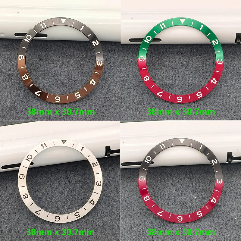 38mmx30.7mm SKX007 Curved GMT Aluminium Bezel Insert Fits SKX007 SKX009 SRPD SUB Watch NH35 NH36 Movement Watch Bezel Ring Parts
