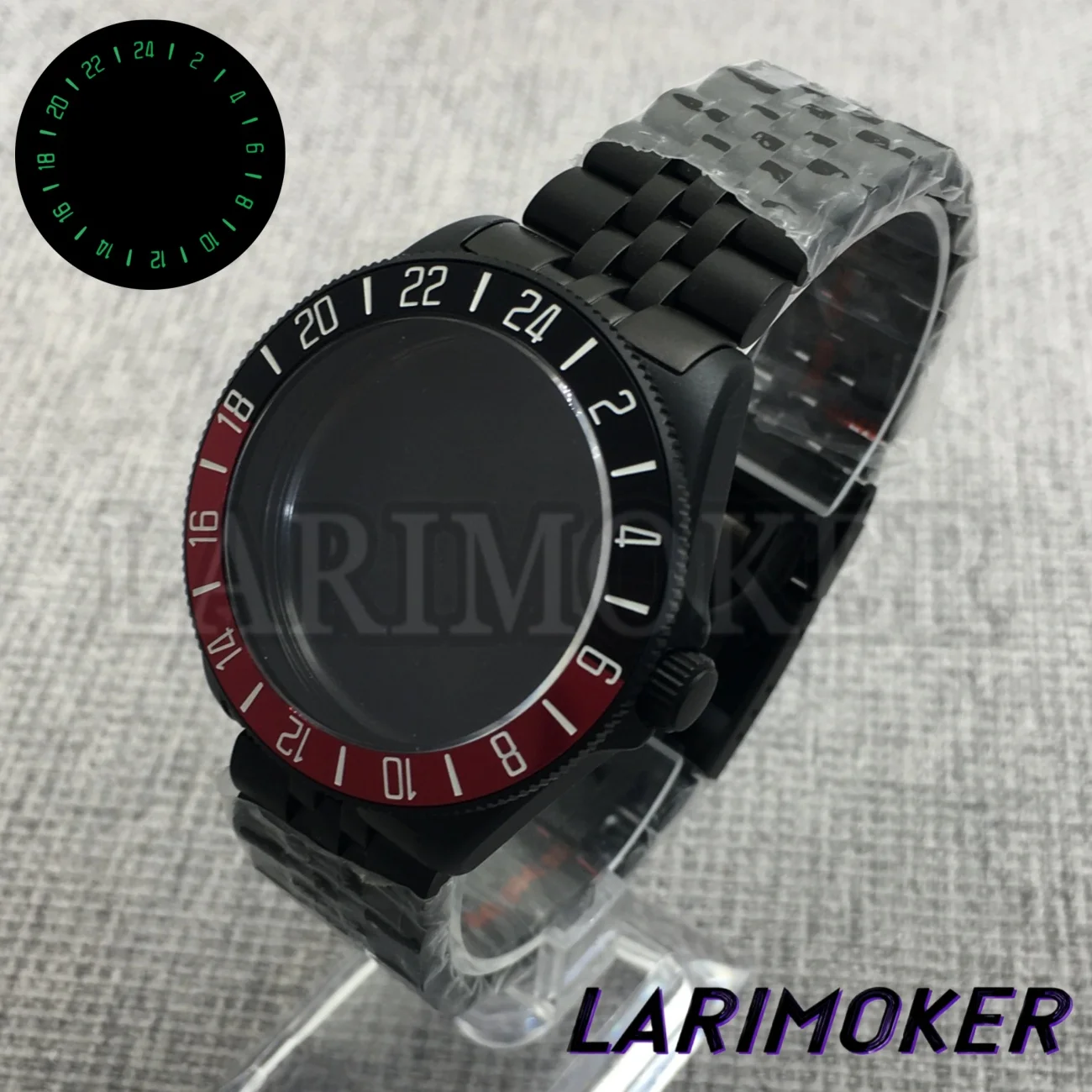 Tactical Frog FX-Diving  40mm Sapphire Glass Black Case Luminous Bezel Stainless Steel Strap Fit NH35 PT5000 Replacement Parts