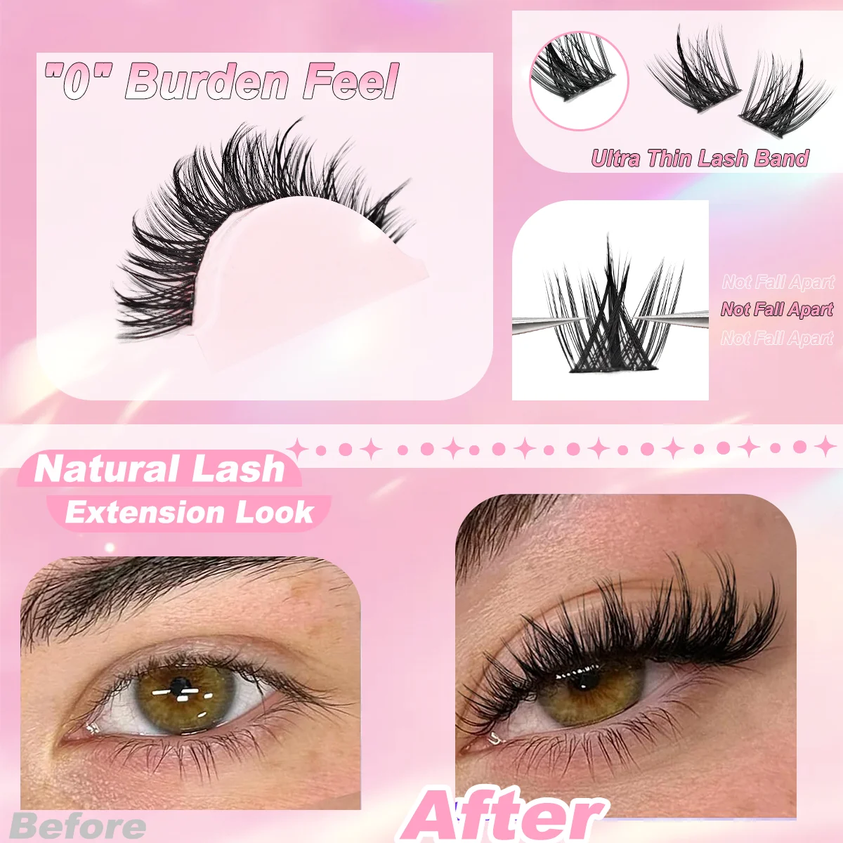 DIY Wimpern-Cluster, natürlicher Look, Manga, Anime-Wimpernverlängerung, gemischte Stile, Wimpern-Cluster, wiederverwendbar – Detail 3