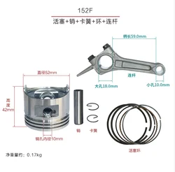 Piston kit & Connecting rod for Chinese 152F 154F 168F 170F 173F 177F 188F 190F 192F gasoline engine kolben ring pin clip set