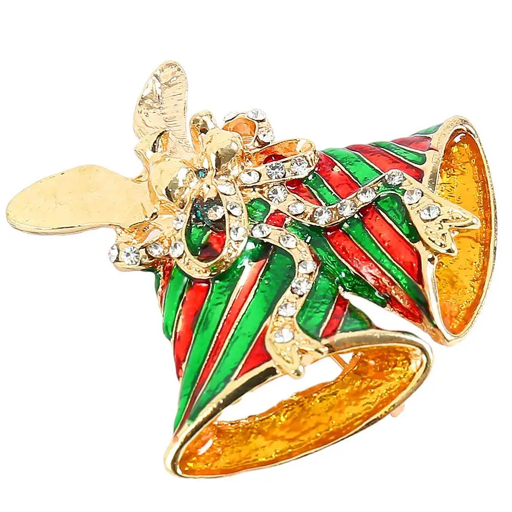 Broche de Cloche de Noël en Clip, Écharpes Recouvertes de Strass, réinitialisation de Châle, Ornement Jupostal