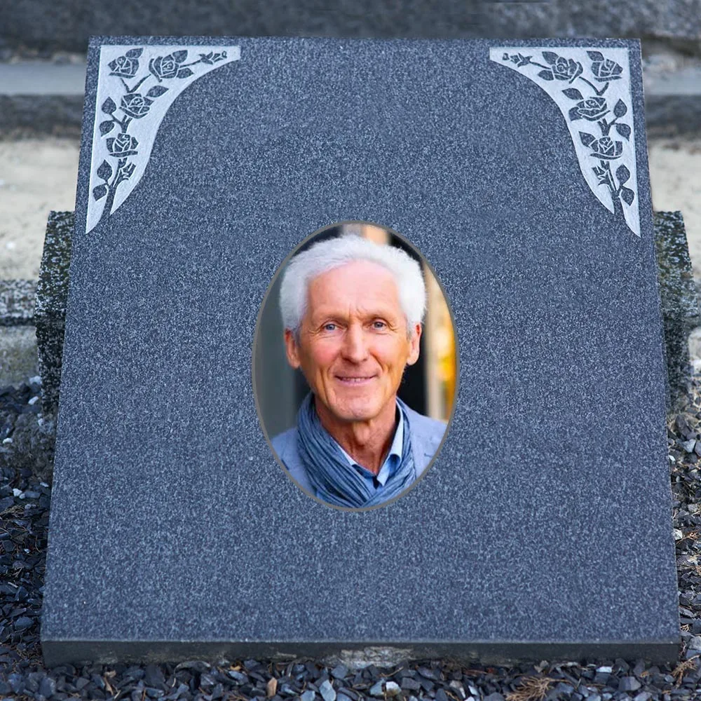 2D Flat Not 3D 1pc Custom Photo Memorial Headstone Tile Personalized Oval Cemetery Marker for Holidays Pet Memorial Gift